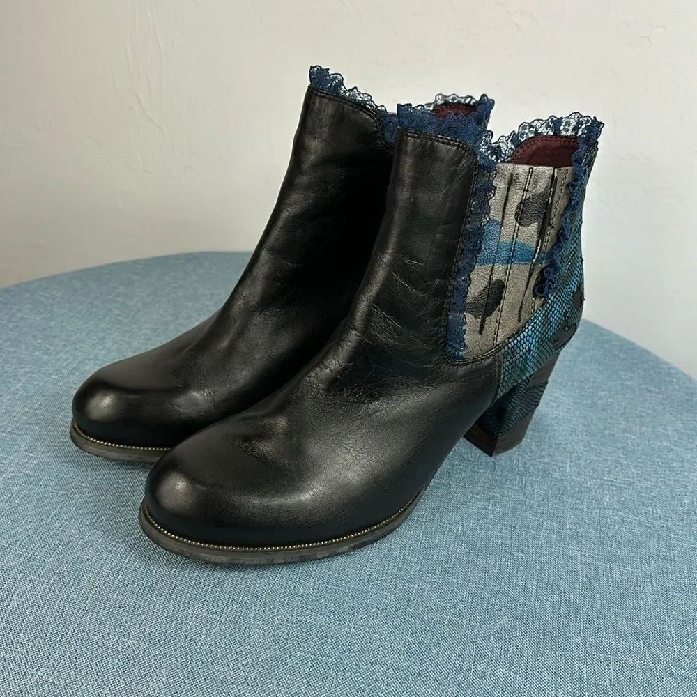 Spring Step L'Artiste Bata Leather Round Toe Ankle Boots Size 9.5/10